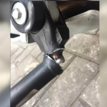 Broken side stand of a Ducati