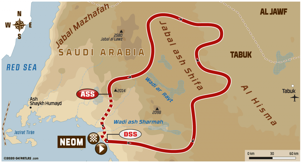 Dakar 2020-Stage 3 route-uae-dubai