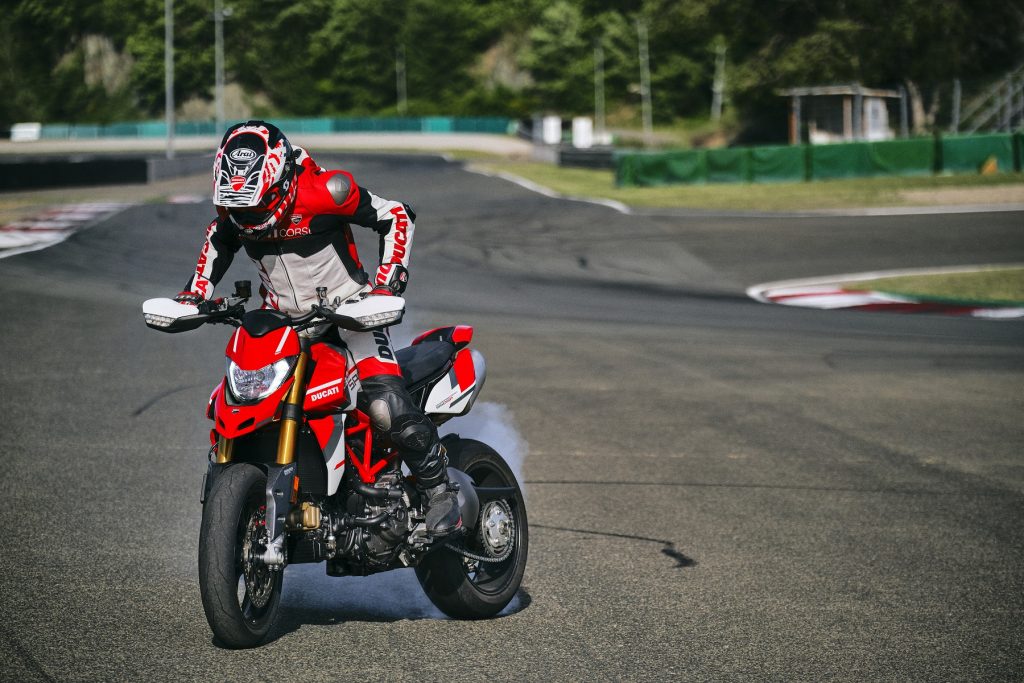 Ducati Hypermotard 950 SP rolling burnout