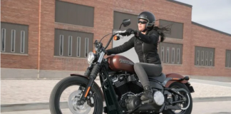 harley davidson with rider left action