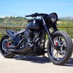 customised harley davidson soft tail-om tibetan-lord drake kustoms-front quarter