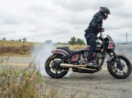 customised indian sport chief rolling burnout